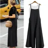 Women's Jumpsuits Rompers Women Straps Jumpsuit Summer Solid Color Wide Leg Pants Dungaree Bib Overalls Casual Loose Sleless Cotton Linen Jumpsuits 5Xl d240507