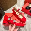 Designer Vivier Ballet Chaussures Diamond Button Talons Qualit Femme Bouquet Robe rouge Pumps Bottoms Studed Bott