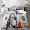 Bettwäsche -Sets Luxuswährung Down Duvet Cover schwarzer Bettwäsche Komfortable Bettdecke mit USD Bill Mens Schlafzimmer Dekoration 2 Kissen und 3 Shams J240507