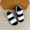 Kids Leather Sandals Kid Brand Designer Black White Devil Sticker Autocar