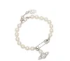 Bracciale Viviane Westwood Flat Saturno Bracciale Pearl Bracciale Female Planet Pin Pin Bracciale Pearl Bracciale Gioiello Regalo