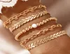 Charmarmband 5 datorer/set guldkedja för kvinnor Multiplikta stapelbara wrap -armlets Basic Hand smycken Armband3086910