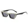 Óculos de sol para mulheres Novo olho de gato leopardo diamante pequeno moldura de moldura de envidrantes de designer Óculos UV400 Marca de luxo retro óculos de sol Polícia