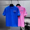 Chrme Heart High-End-Designer-Kleidung für 2024 Frühlings-/Sommer-Klee-Dopamin-Blue-Ros-Roll-Kurzarm-T-Shirt mit 1: 1 Originaletiketten