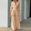 Lässige Kleider Designer -Kleid 2024 Frauen Feste Farbtemperament Pendeln loser Taschenmode Casual Set Plus Size Kleider