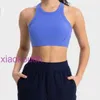 Designer Tops Sexy LUL Women Yoga Underwear New Vertical Thread 20 High Collar Anti Glare Sports Bra Strength Shock Absorbing Fitness