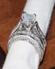 Jóias vintage Victoira Wieck 14kt Princesa branca cheia de ouro quadrado topázio cz diamante feminino noivado de casamento anel de noiva SE8530617
