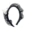 Party Supplies 2024 Womens Maid Cosplay Hair Hoop Gothic Bandband Gothic With Black Lace Bowknots Accessories for Show