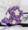 Flores de buquê de noiva rosa com flores feitas à mão Rose Rose Artificial Wedding Bouquets