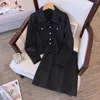Work Dresses Autumn Winter Office Lady Two-piece Set For Women 2024 Jacket Tops And Mini Skirt Female S-XL Party Casual Black Green Slim