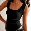 Frauen Tanks Rippen Slim White Crop Top Frauen dehnbar gestrickte ärmellose Patchwork Elegante Bluse Streetwear Korsett