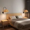 Muurlamp rattan weven Koreaanse stijl foyer slaapkamer leesverlichting armaturen E27 bol druppel zwart metaal
