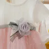 Robe pour tout-petit de la mode d'été à manches courtes robe princesse mignonne robe de mariée fleuris fille 240423