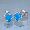 Bolzenohrringe Walerv Farbohrnägel für Frauen Mädchen Set Mode Charme Blumen Form Imitation Blau Feuer Opal Schmuck Geschenk