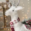 Miniatyrer jul vit älg docka hem dekoration julgran dekoration