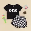 Ensembles de vêtements Baby Boy 1er anniversaire Vêtements T-shirts T-shirts Tops Shorts à damier Réglez ma première tenue