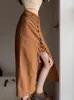 Jupes Aotvotee Streetwear décontracté pour les femmes 2024 Designer vintage haute taille en denim en denim slit massif lavé midi lavé