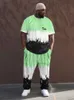 Męskie dresy zooy (L-9XL) Męskie kreskówki kolorowe blokowanie atramentu bluszczowego Tieb bar barwnik sportowy gradient pająk krótkie t-shirt SetL2405