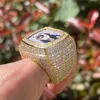 Novos toques de fotos personalizadas da moda Bling Cz Iced Out Ring For Men Women Real 18K Gold Bated Micro Cenário de cobre Stones Hip Hop Jóias de moda