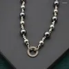 Halskette Ohrringe Set 2024 Dunkelgrau gemischte Farbe Perle Y-förmige Kette High-End-Licht Luxusstil kleiner und einzigartiger Designschmuck