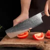 Nakiri Messer 7 Zoll Japanisches Küchenmesser Nakiri Chef Messer 67-Schicht VG10 Damaskus Stahl Gemüse rotes Harz stabilisiertes Holz