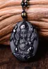 Natuurlijke zwarte obsidiaan gesneden ganesh olifant gelukkige hangers ketting fijn steen kristal mode vrouw man amulet sieraden140971222222