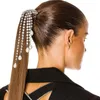 Hair Clips Stonefans Boho Rhinestone Chain Tassel Comb Accessories Women Fashion Pearl Pendant Jewelry Gift