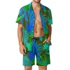 Suits de survêtement masculins Tropical Leaf Men sets Palm Palm Palm Casual Shirt Set Vintage Beach Shorts Costume de conception d'été Vêtements de 2 pièces plus taille