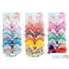 Клипы для волос Barrettes 6 шт./Set Set Siwa Bows Rainbow Printed Узел лентный лук или девочки с аксессуарами для ручной работы с бахнотом