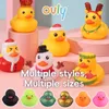 Bath Toys Ovly Little Yellow Duck With Squeeze Sound Toy Soft Rubbofloat Söt Duck Play Bath Christmas Gift For Children Barn Baby D240507