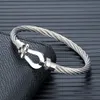 Chain Fashionable horseshoe buckle bracelet mens stainless steel cable bracelet handcrafted creative mens brand jewelry J240508