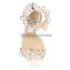 JC Jimmynessity Choo Womens Summer Maisel Sandals Shoes White Pearls Embellished Evening Bridal High Heels Designer Lady Elegant Pumps With Box EU35-43