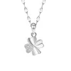999 sterling silver necklace with Korean diamond inlay new four leaf clover niche necklace for female internet celebrities layered and worn in winter new product