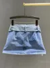 SAIRS American Style White Denim Salia para Mulheres 2024 Verão Cruz Corrente Limpa Design de Nicho Sexy Girl A-Line Short Short