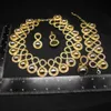 Nigerian Women Wedding Necklace Jewelry Set Two Tone Plating 24K Brazilian Gold Plated Style For Festive Banquet Occasions SYHOL 240425