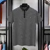 Męska wysokiej klasy jedwabna koszula Polo Silk Striped w paski Top 2024 Summer Printed Cool i oddychająca swoboda T-shirt