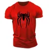 Summer Casual Sports Fashion Moda 2D Spider Spider Crewneck adulto Manga curta T-shirt Mens de tamanho largo solto seco rápido 240418