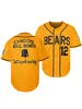 Mens #3 #12 Bad Bear Movie Baseball Jersey Bianco Giallo nero