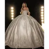 Prachtige bride 2024 Luxe kralen Arabische trouwjurken Baljurk van de schouder kanten bruidsjurk applique pailletten op maat gemaakt
