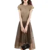 Vestidos de trabalho conjunto de duas peças Mulheres elegantes camiseta de manga curta e cintura alta Saias A-line Summer Ladies Fashion Sapitos vintage G99