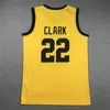 Indiana Caitlin Clark 22 Jersey de basquete feminino Iowa Hawkeyes #22 Caitlin Clark Branco Amarelo Men Black Size Jerseys costurados