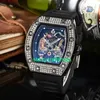 RM luxe horloges Mechanische horloge -molens vatvormige wijzerplaat met diamant inleg draak Tiger Quest Mens Draft Exclusive Quartz Point Watch sfeer sfeer me sttn