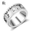 Dags att köra Mens Steel Gear Ring Womens Steel-Colored Rotatable Anti-Anxiety Ring Armband 240508