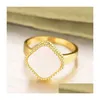 Band Rings Fashion Classic Lucky 4/Four Clover 3 anel colorido Mãe da Pearl 18K Gold Plated Ladies and Girls Dia dos Namorados Mothe Otebn