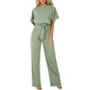 Jumpsuits für Frauen, die Rolbert Batwing Sle Elegant Overall Womens Modes Mody Color Pee Up kurzschlitten Jumpsuit schlanker Taille Pantis D240507