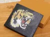 Designer Men Wallet Cardholder Bag France Leather Wallet Black Snake Tiger Bee Women Purse Card with Box Purse