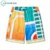 Män överdimensionerade skjortor roliga retro geometriska tryck färgblock strand shorts set hawaiian skjorta två stycken kläder streetwear unisex 240424