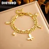 Charm Bracelets DIEYURO 316L Stainless Steel Butterfly Zircon Bracelet For Women Party Gift Fashion Gold Color Wrist Chain Jewelry