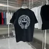 Chrme Heart High End Designer Designer Kleding voor correcte Croix 24S Sneeuwvlok ingelegde Oude Sanskriet Gedrukt T-shirt met korte mouwen voor koppels met 1: 1 originele labels