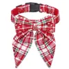 Cotton Christmas Snowflake Bow Dog Collars Valp Pet Accessories Collar för små stora hundar 240508